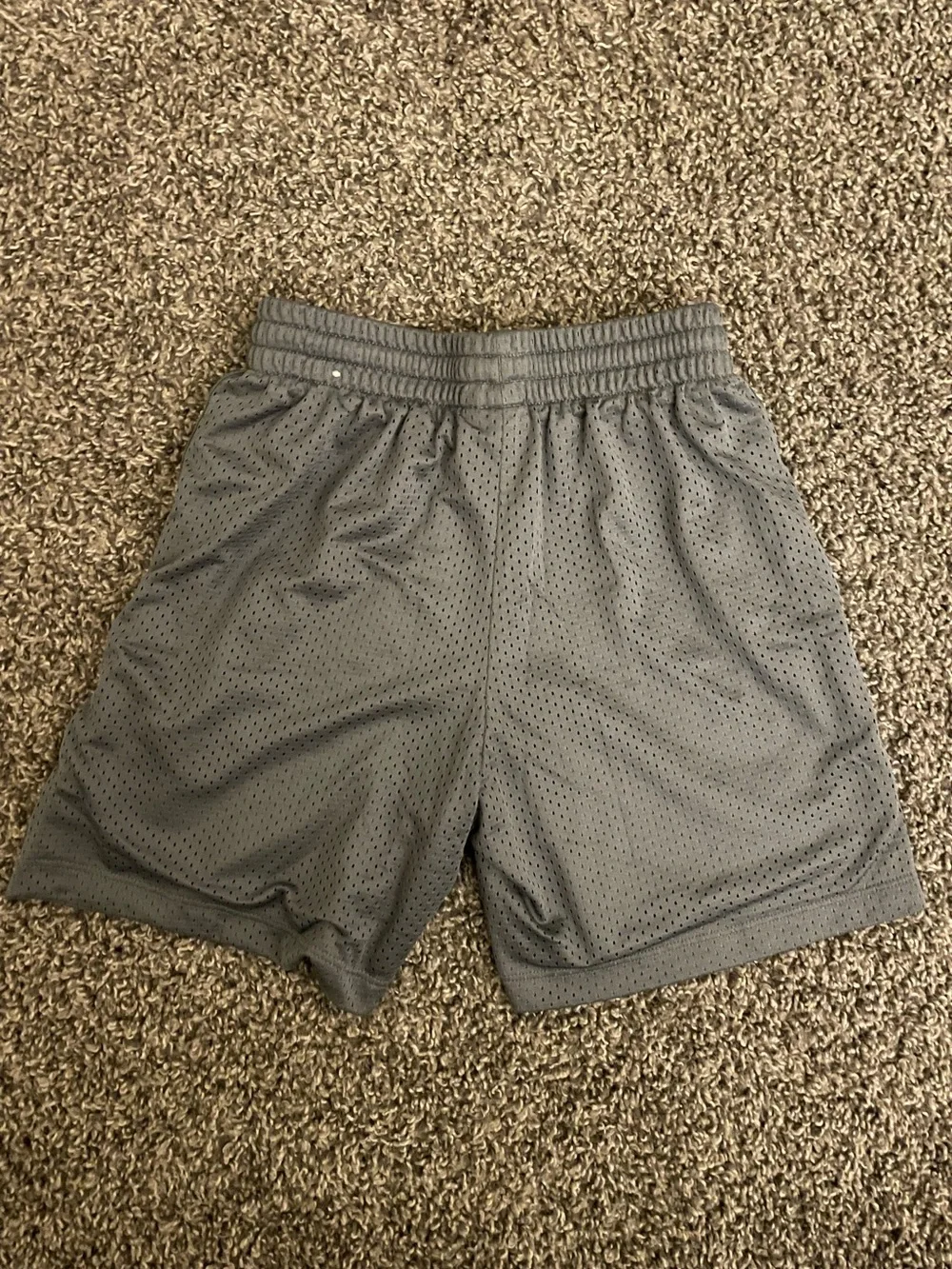 Boy’s Nike Gray Athletic Mesh Shorts with White Swoosh